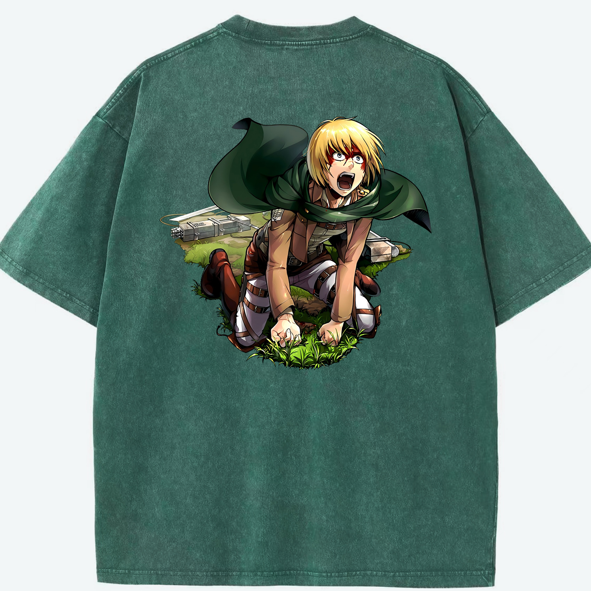 （画像用） 進撃の巨人 アルミン·アルレルト Attack on Titan Armin Arlert 綿100% ヴィンテージ風 半袖Tシャツ（背面プリント）